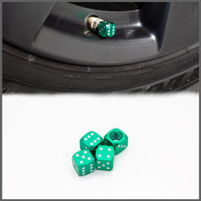 Load image into Gallery viewer, Brand New 4PCS GREEN Dice Tire/Wheel Stem Air Valve CAPS Covers Set Universal Fitment