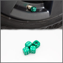 Brand New 4PCS GREEN Dice Tire/Wheel Stem Air Valve CAPS Covers Set Universal Fitment