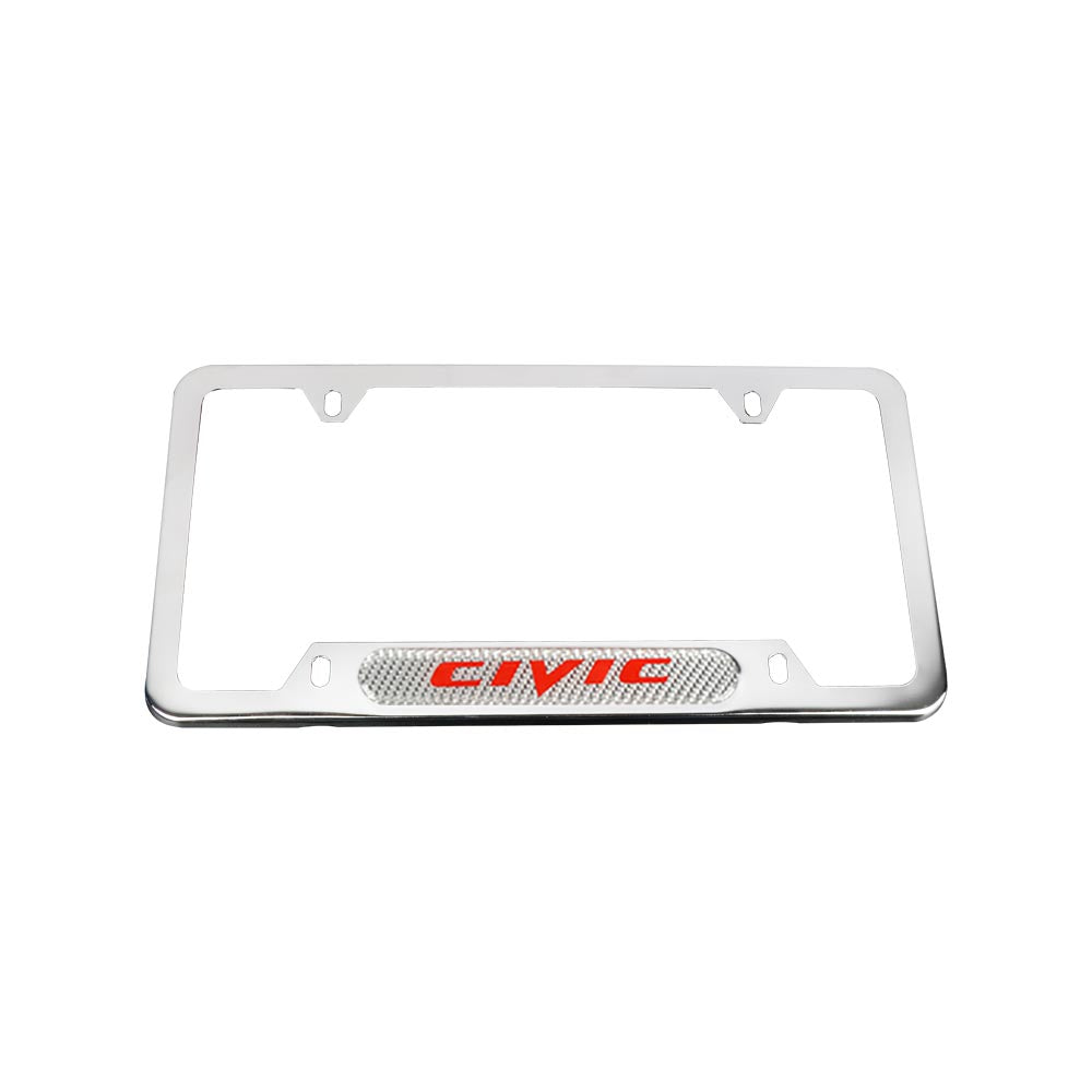 Brand New Universal 2PCS HONDA CIVIC Chrome Metal License Plate Frame