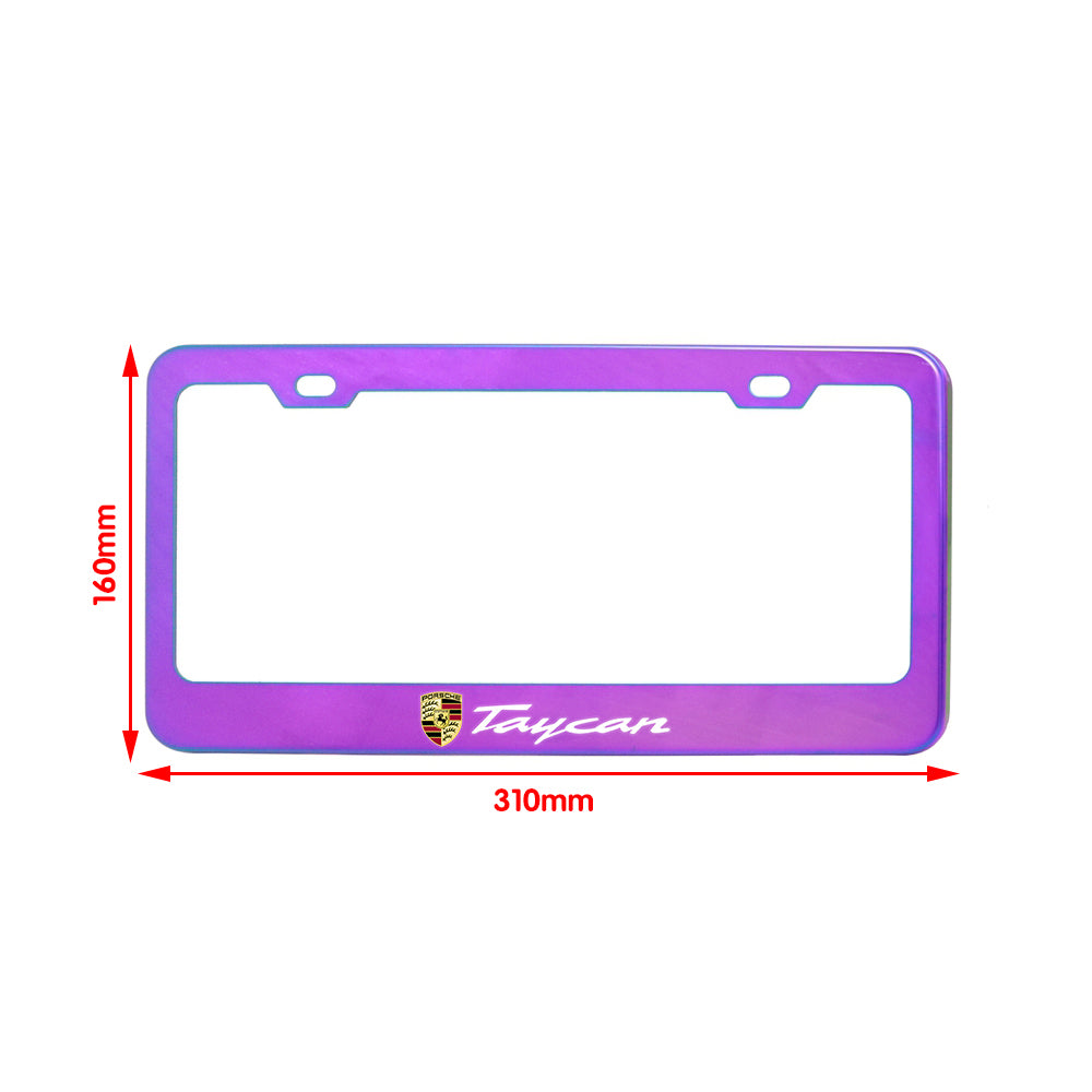 Brand New 1PCS UNIVERSAL PORSCHE TAYCAN Neo Chrome Stainless Steel License Plate Frame