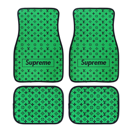 Brand New 4PCS UNIVERSAL SUPREME GREEN Racing Fabric Car Floor Mats Interior Carpets