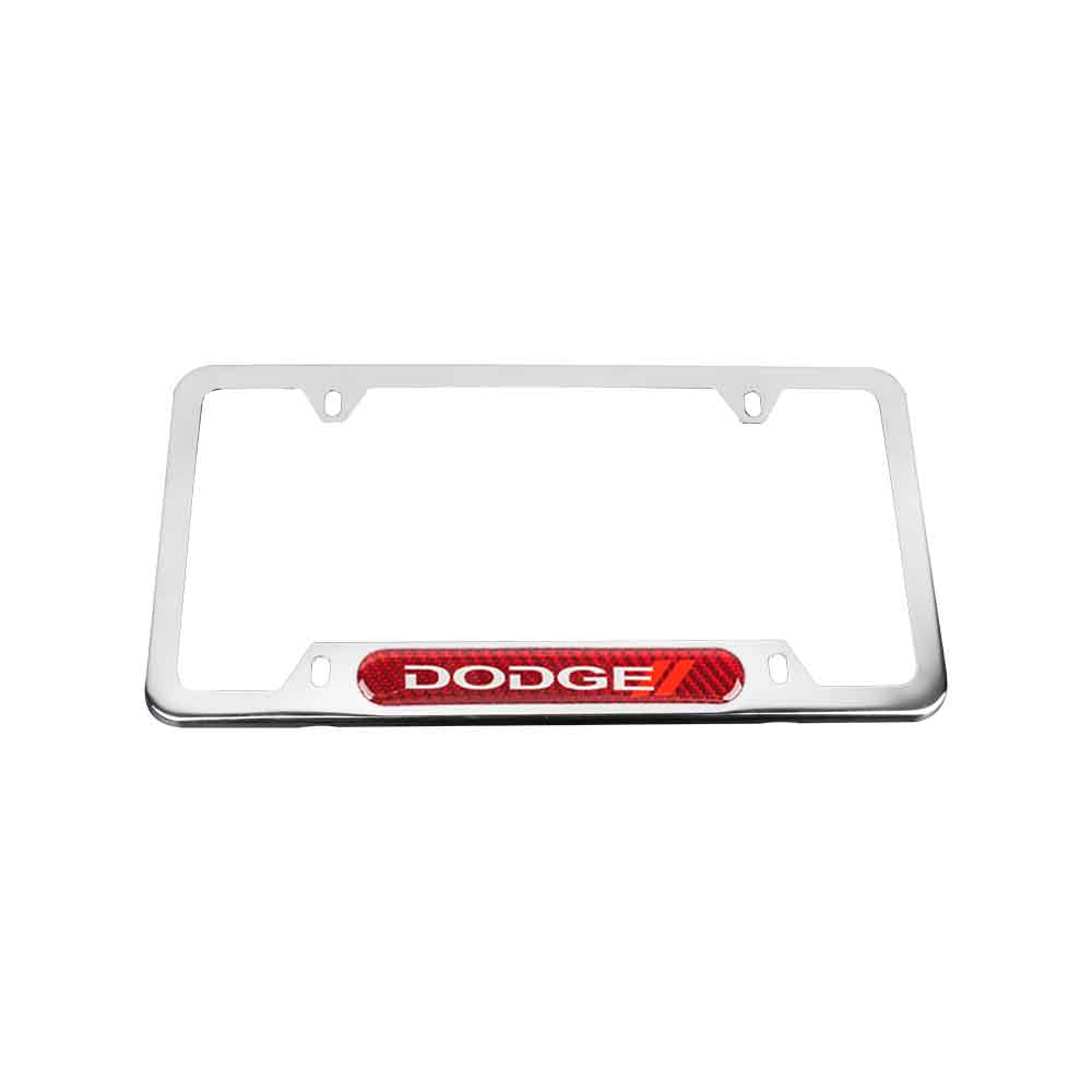 Brand New Universal 2PCS Dodge Chrome Metal License Plate Frame