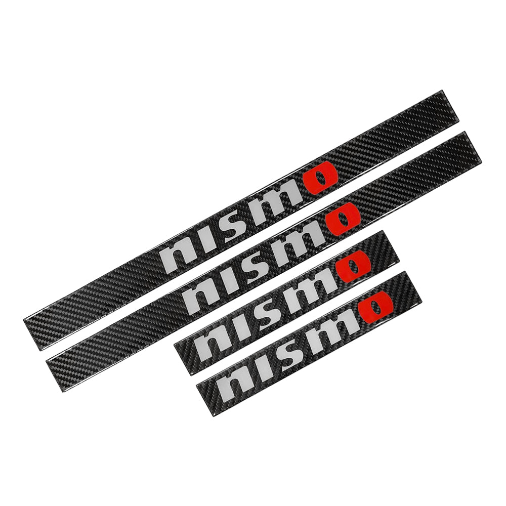 Brand New 4PCS Universal Nismo Real Carbon Fiber Black Car Door Scuff Sill Cover Panel Step Protector
