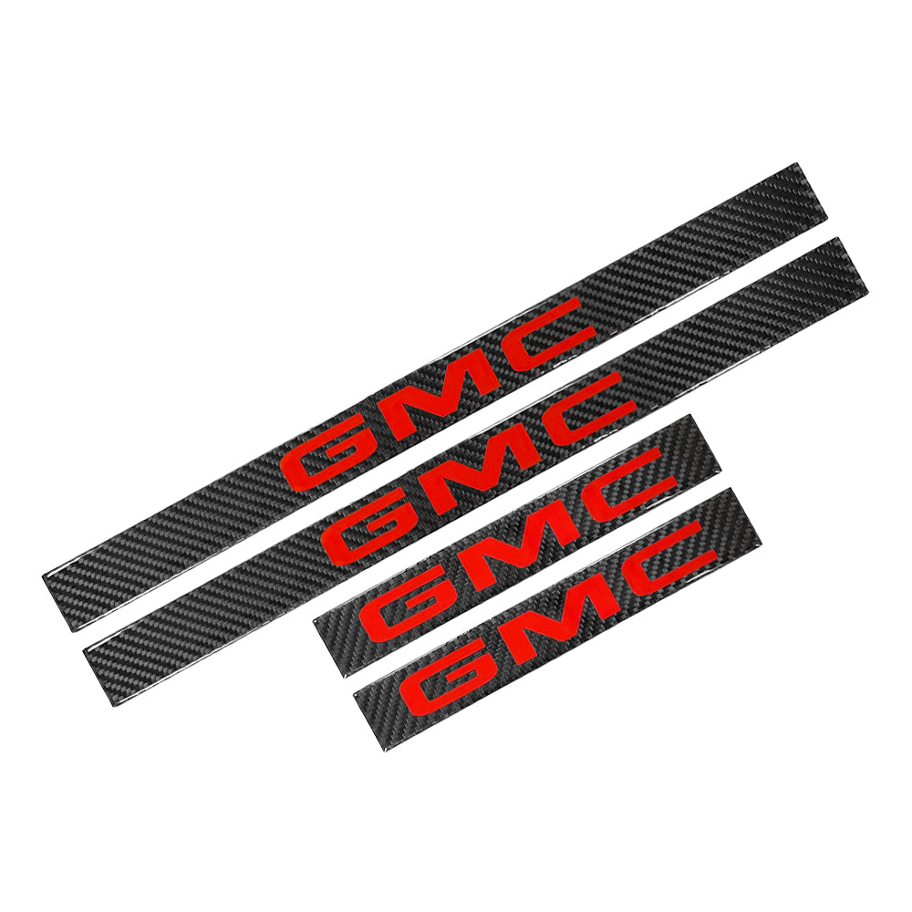 Brand New 4PCS Universal GMC Real Carbon Fiber Black Car Door Scuff Sill Cover Panel Step Protector