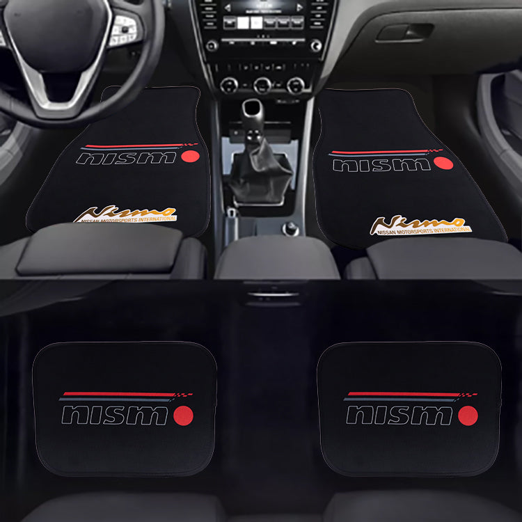 Brand New 4PCS UNIVERSAL NISMO Racing Fabric Car Floor Mats Interior Carpets