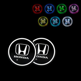 BRAND NEW UNIVERSAL 2PCS HONDA Switchable Seven Colorful LED Car Cup Holder Mat Coaster Pad