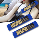 Brand New 2PCS JDM Nissan Nismo Blue Racing Logo Embroidery Seat Belt Cover Shoulder Pads New