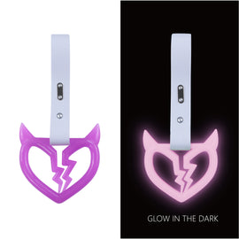 Brand New Devil Demon Broken Heart Purple Glow In The Dark JDM TSURIKAWA Ring Subway Train Bus Handle Strap Charm Drift