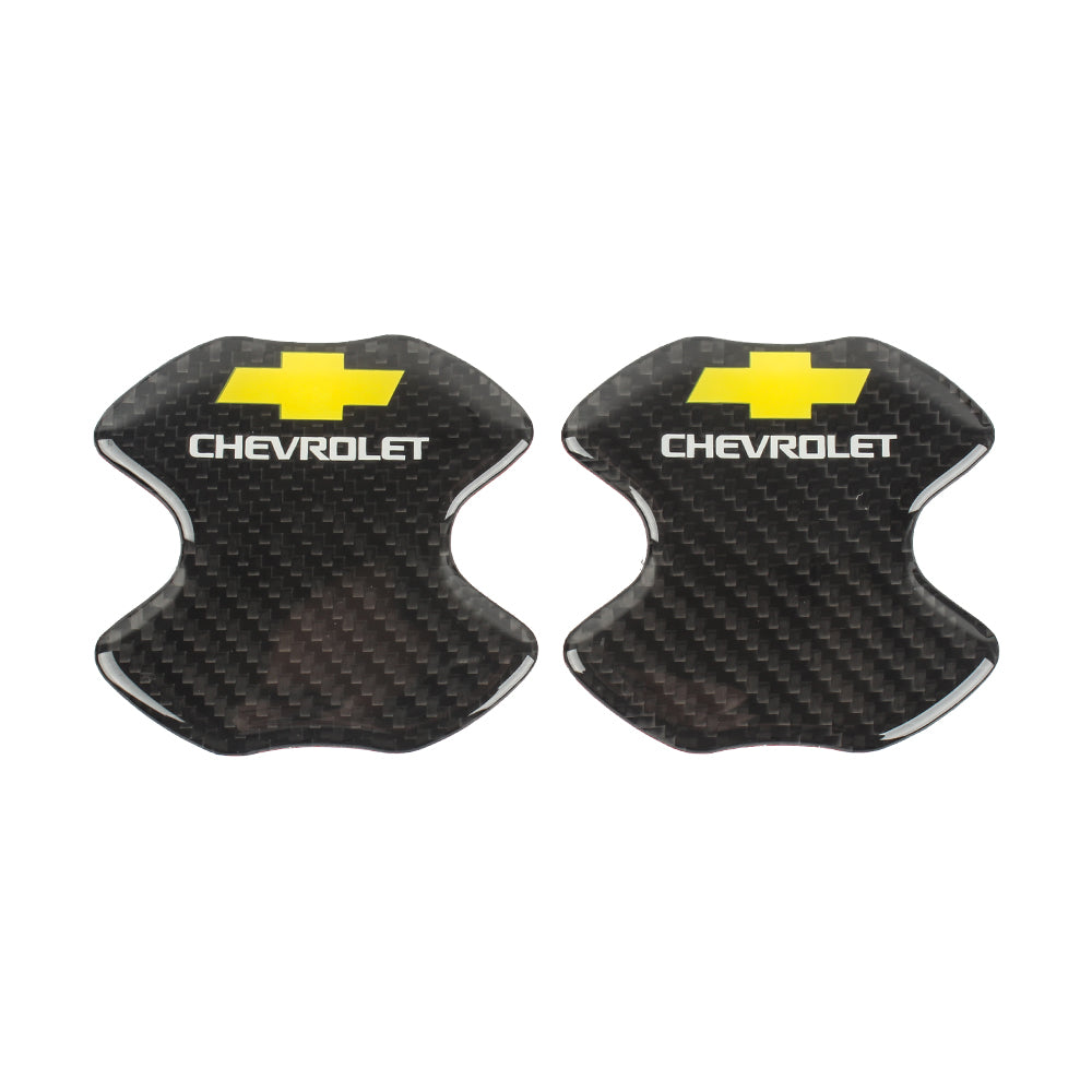 BRAND NEW UNIVERSAL 2PCS CHEVROLET REAL CARBON FIBER ANTI-SCRATCH DOOR HANDLE PROTECTOR