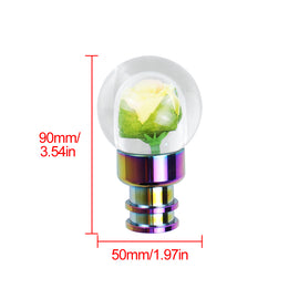 Brand New Universal Acrylic Clear Crystal Yellow Rose Flower Ball Gear Shift Knob Manual M8 M10 M12