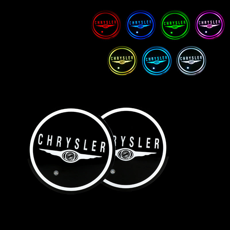 BRAND NEW UNIVERSAL 2PCS CHRYSLER Switchable Seven Colorful LED Car Cup Holder Mat Coaster Pad