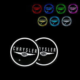 BRAND NEW UNIVERSAL 2PCS CHRYSLER Switchable Seven Colorful LED Car Cup Holder Mat Coaster Pad