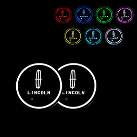 BRAND NEW UNIVERSAL 2PCS LINCOLN Switchable Seven Colorful LED Car Cup Holder Mat Coaster Pad