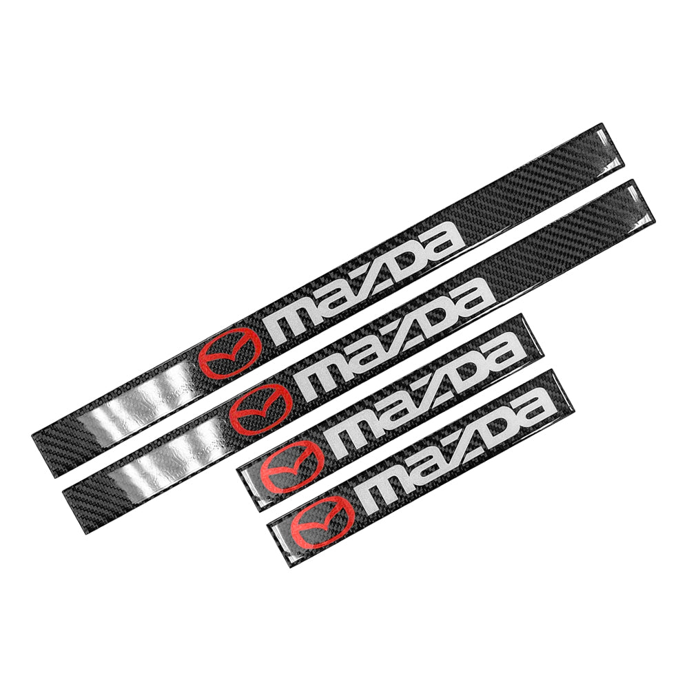 Brand New 4PCS Universal Mazda Real Carbon Fiber Black Car Door Scuff Sill Cover Panel Step Protector