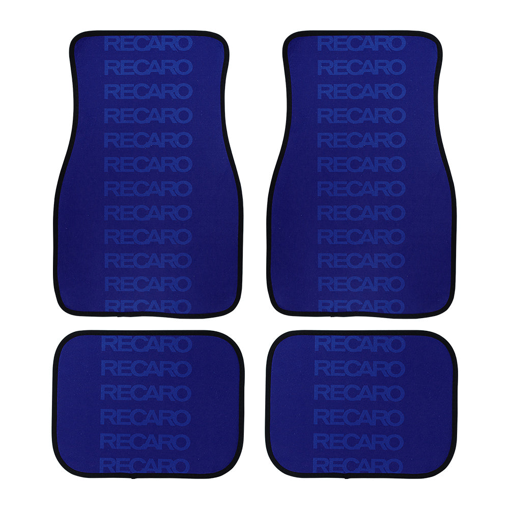 Brand New Universal 4PCS V6 RECARO STYLE Racing Blue Fabric Car Floor Mats Interior Carpets