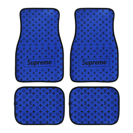 Brand New 4PCS UNIVERSAL SUPREME BLUE Racing Fabric Car Floor Mats Interior Carpets