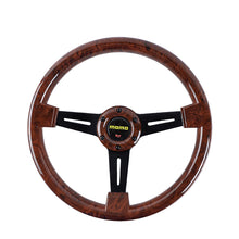 Load image into Gallery viewer, Brand New 350mm 14&quot; Universal Momo Dark Wood ABS Racing Steering Wheel Black Spoke