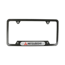 Load image into Gallery viewer, Brand New Universal 2PCS MITSUBISHI Carbon Fiber Look Metal License Plate Frame