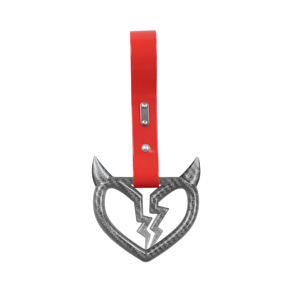 Brand New Devil Demon Broken Heart Carbon Fiber JDM TSURIKAWA Ring Subway Train Bus Handle Strap Charm Drift