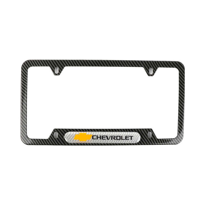 Brand New Universal 2PCS Chevrolet Carbon Fiber Look Metal License Plate Frame