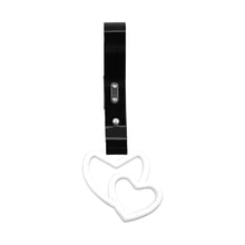 Load image into Gallery viewer, Brand New Double Love Heart White JDM TSURIKAWA Ring Subway Train Bus Handle Black Strap Charm Drift