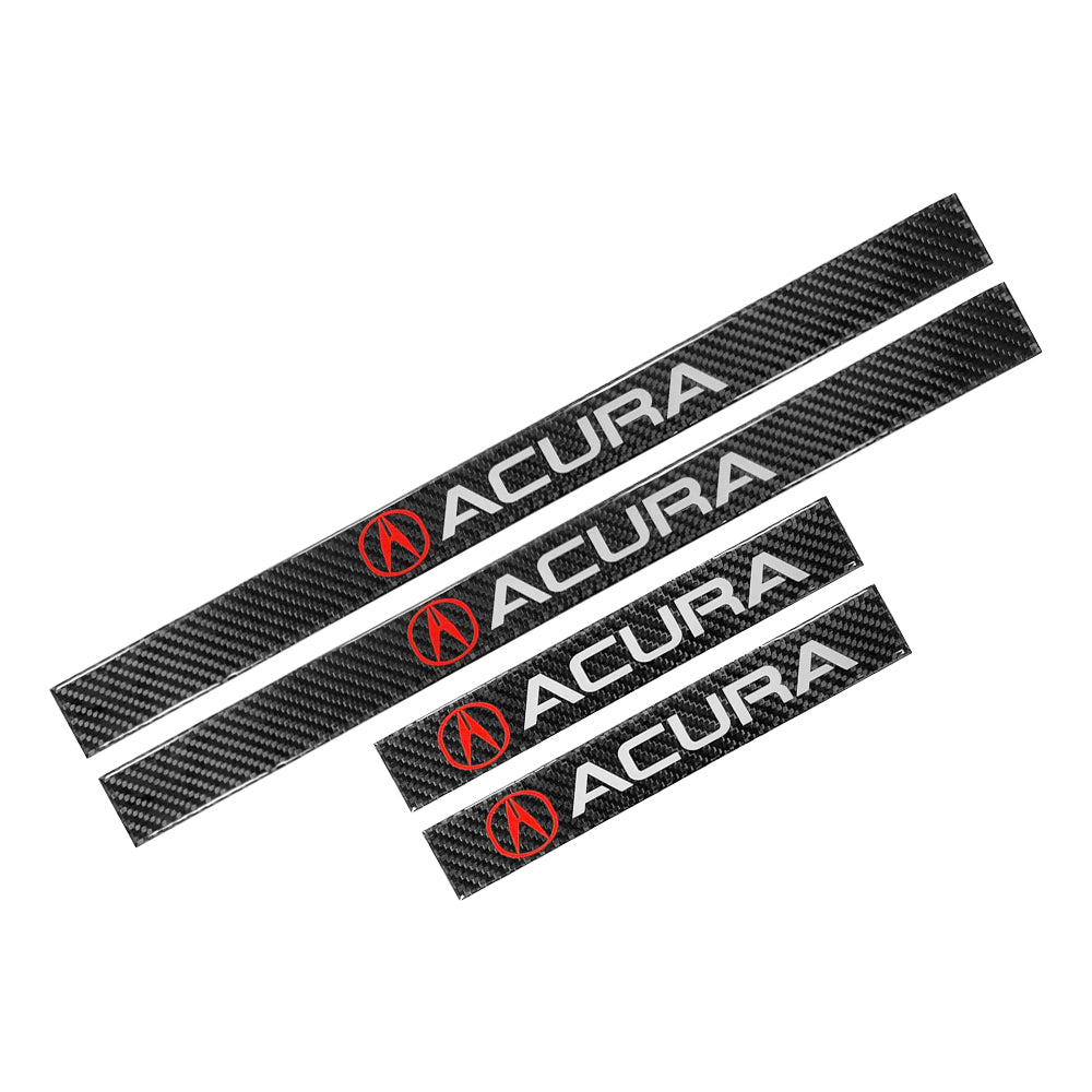Brand New 4PCS Universal Acura Real Carbon Fiber Black Car Door Scuff Sill Cover Panel Step Protector
