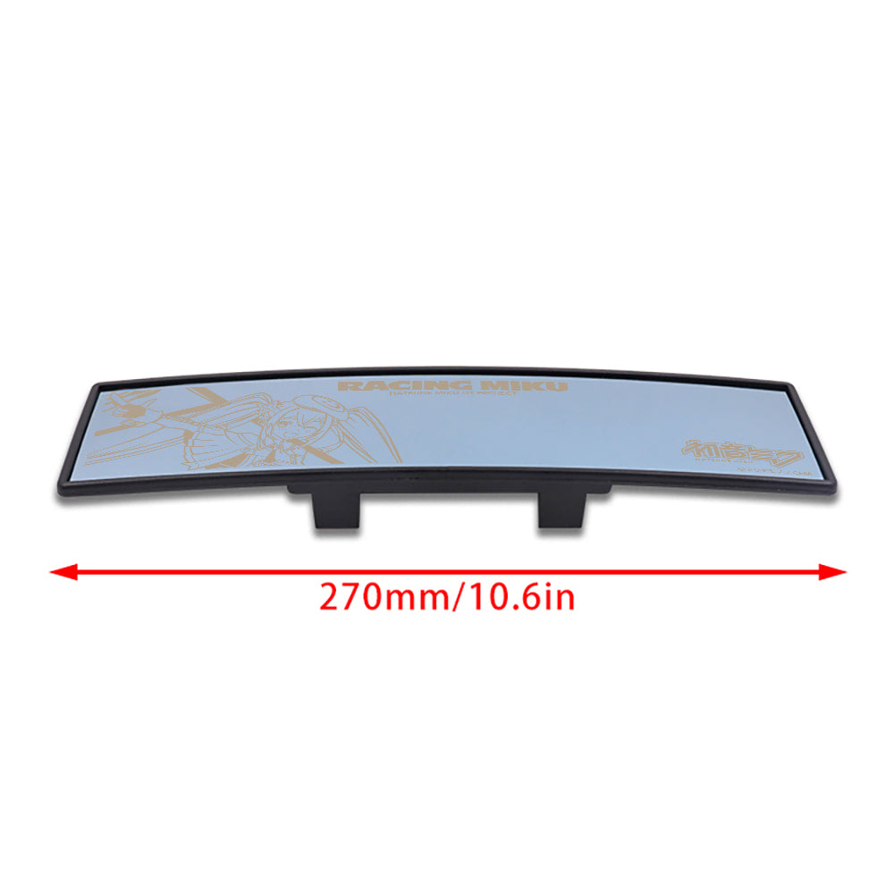 Brand New Hatsune Miku Racing Miku 270mm Wide Curve Car Truck Van Clip On Rear View Mirror Universal Blue Lense - JK Racing Inc