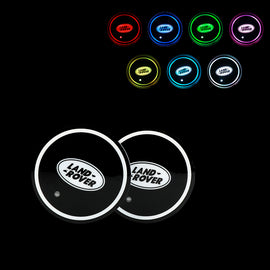 BRAND NEW UNIVERSAL 2PCS LAND ROVER Switchable Seven Colorful LED Car Cup Holder Mat Coaster Pad