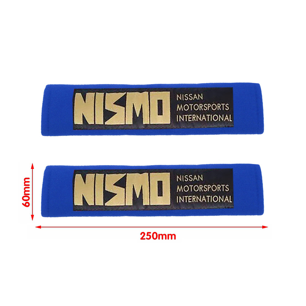 Brand New 2PCS JDM Nissan Nismo Blue Racing Logo Embroidery Seat Belt Cover Shoulder Pads New