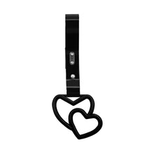 Load image into Gallery viewer, Brand New Double Love Heart Black JDM TSURIKAWA Ring Subway Train Bus Handle Black Strap Charm Drift