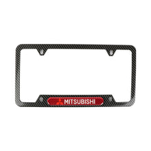 Load image into Gallery viewer, Brand New Universal 2PCS MITSUBISHI Carbon Fiber Look Metal License Plate Frame