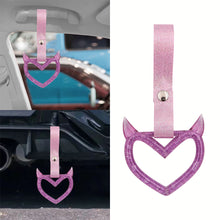 Load image into Gallery viewer, Brand New Devil Demon Heart Pink Glitter JDM TSURIKAWA Ring Subway Train Bus Handle Strap Charm Drift