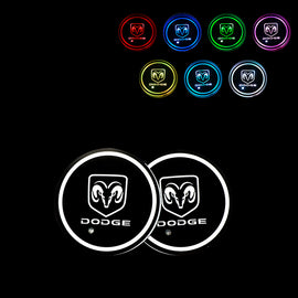 BRAND NEW UNIVERSAL 2PCS DODGE Switchable Seven Colorful LED Car Cup Holder Mat Coaster Pad