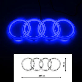 BRAND NEW 28CM AUDI CHROME FRONT GRILLE EMBLEM WITH BLUE LED LIGHT FOR A1 A3 A4 A5 A6 A7 Q3 Q5 Q7