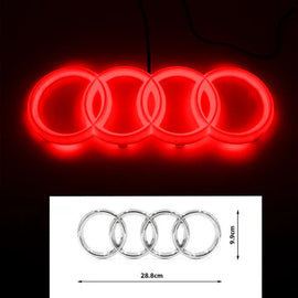 BRAND NEW 28CM AUDI CHROME FRONT GRILLE EMBLEM WITH RED LED LIGHT FOR A1 A3 A4 A5 A6 A7 Q3 Q5 Q7