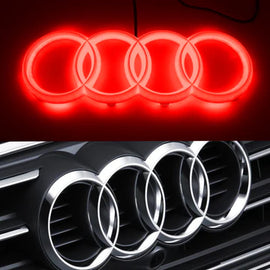 BRAND NEW 28CM AUDI CHROME FRONT GRILLE EMBLEM WITH RED LED LIGHT FOR A1 A3 A4 A5 A6 A7 Q3 Q5 Q7