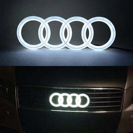 BRAND NEW 28CM AUDI CHROME FRONT GRILLE EMBLEM WITH WHITE LED LIGHT FOR A1 A3 A4 A5 A6 A7 Q3 Q5 Q7