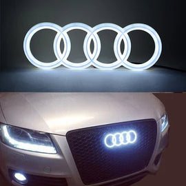 BRAND NEW 27CM AUDI CHROME FRONT GRILLE EMBLEM WITH WHITE LED LIGHT FOR A1 A3 A4 A5 A6 A7 Q3 Q5 Q7