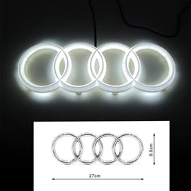 BRAND NEW 27CM AUDI CHROME FRONT GRILLE EMBLEM WITH WHITE LED LIGHT FOR A1 A3 A4 A5 A6 A7 Q3 Q5 Q7