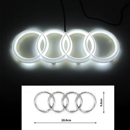 BRAND NEW 28CM AUDI CHROME FRONT GRILLE EMBLEM WITH WHITE LED LIGHT FOR A1 A3 A4 A5 A6 A7 Q3 Q5 Q7