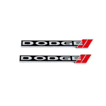 BRAND NEW UNIVERSAL 2PCS 3D DODGE METAL STEEL TRUNK EMBLEM BADGE STICKER