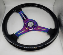 Load image into Gallery viewer, Brand New 350mm 14&quot; Universal JDM TRD Deep Dish ABS Racing Steering Wheel Black With Neo-Chrome Spoke