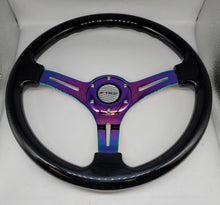 Load image into Gallery viewer, Brand New 350mm 14&quot; Universal JDM TRD Deep Dish ABS Racing Steering Wheel Black With Neo-Chrome Spoke