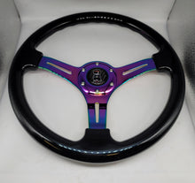 Load image into Gallery viewer, Brand New 350mm 14&quot; Universal JDM Mugen Racer Deep Dish ABS Racing Steering Wheel Black With Neo-Chrome Spoke