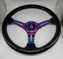 Load image into Gallery viewer, Brand New 350mm 14&quot; Universal JDM Spoon Sports Racer Deep Dish ABS Racing Steering Wheel Black With Neo-Chrome Spoke