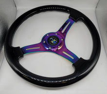 Load image into Gallery viewer, Brand New 350mm 14&quot; Universal JDM Spoon Sports Racer Deep Dish ABS Racing Steering Wheel Black With Neo-Chrome Spoke