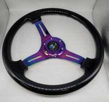 Load image into Gallery viewer, Brand New 350mm 14&quot; Universal JDM Spoon Sports Racer Deep Dish ABS Racing Steering Wheel Black With Neo-Chrome Spoke