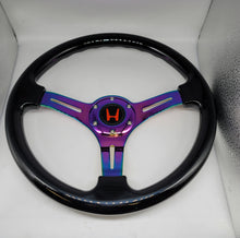 Load image into Gallery viewer, Brand New 350mm 14&quot; Universal JDM Honda Red H Logo Deep Dish ABS Racing Steering Wheel Black With Neo-Chrome Spoke