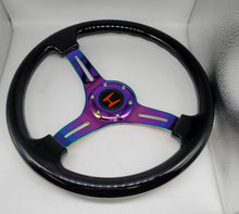 Load image into Gallery viewer, Brand New 350mm 14&quot; Universal JDM Honda Red H Logo Deep Dish ABS Racing Steering Wheel Black With Neo-Chrome Spoke