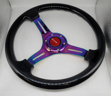 Load image into Gallery viewer, Brand New 350mm 14&quot; Universal JDM Nismo Logo Deep Dish ABS Racing Steering Wheel Black With Neo-Chrome Spoke